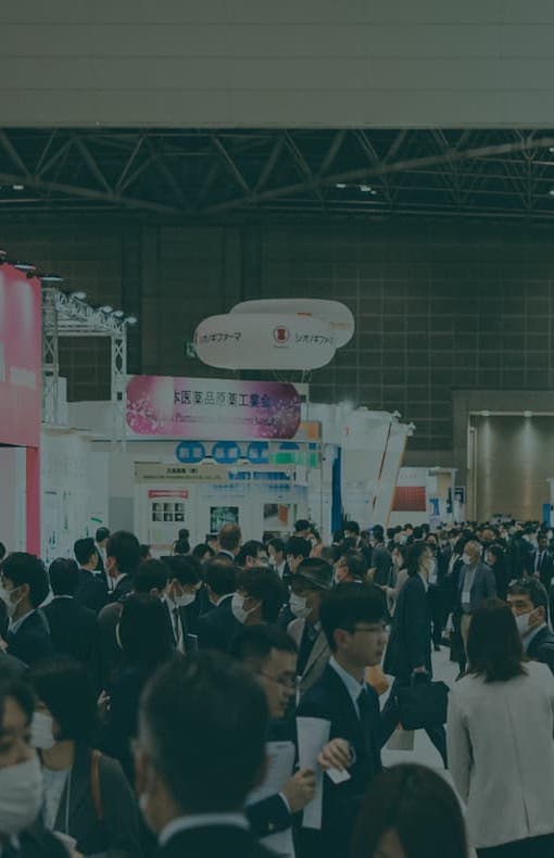 Crowd of people at CPHI Japan exhibition hall